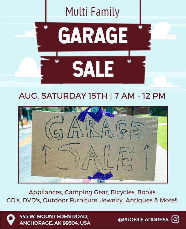 Multi Family Neighborhood Garage Sale Flyer Template