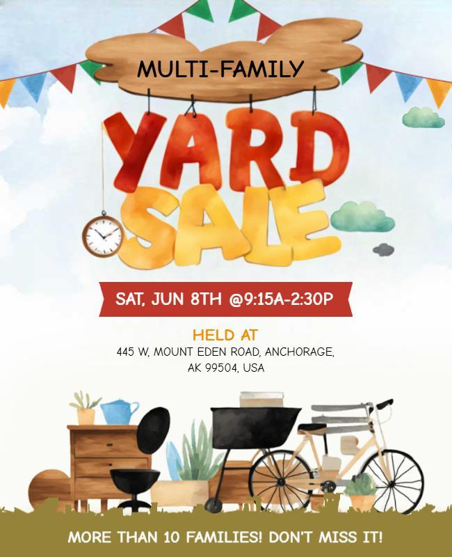 Multi-Family Yard Sale Event Flyer Template