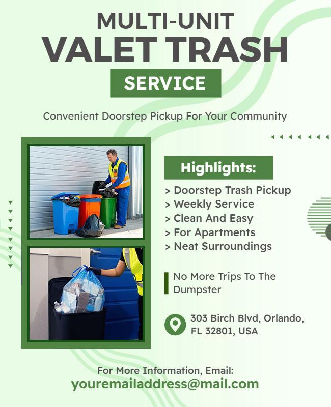 Multi-Unit Valet Trash Service Flyer Template