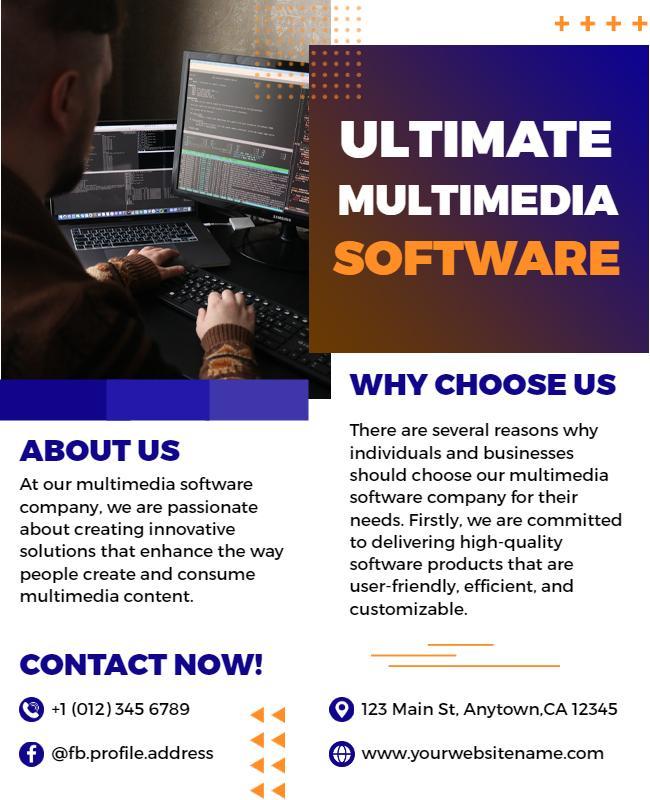 Multimedia Software Company Promotional Flyer Template