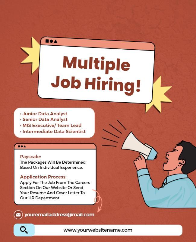 Multiple Job Hiring Announcement Flyer Template