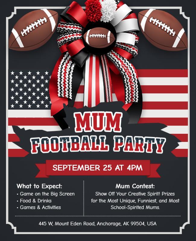 Mum Themed Football Party Celebration Flyer Template