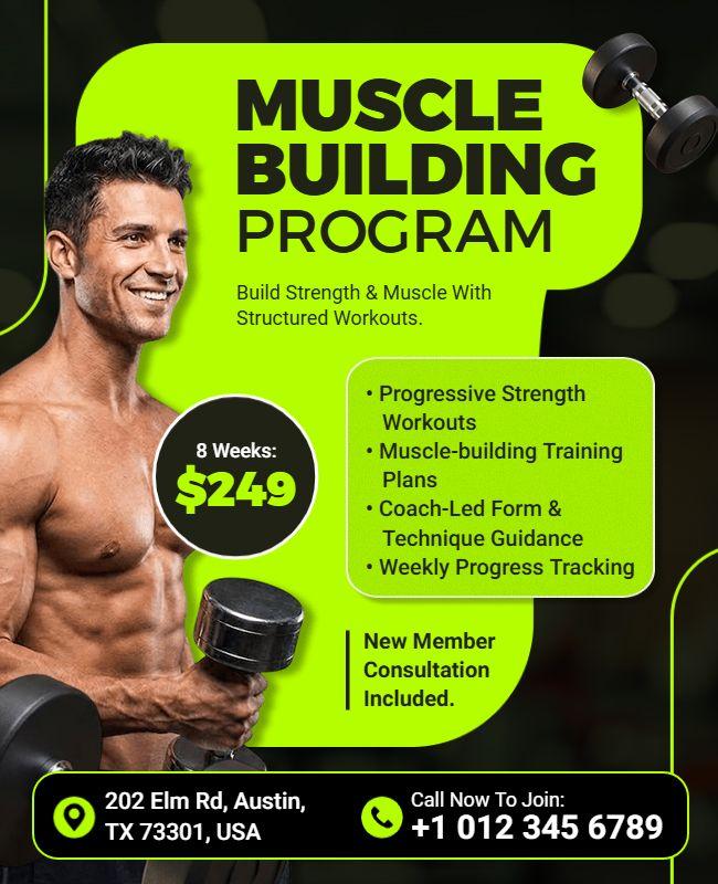 Muscle Building Program Promotional Flyer Template