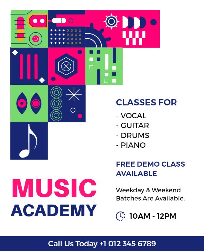 Music Academy Classes Promotional Flyer Template