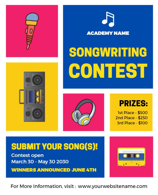 Music Academy Songwriting Contest Flyer Template