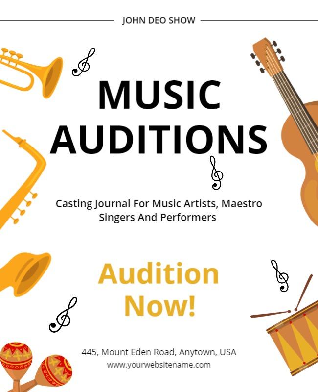 Music Auditions Casting Call Flyer Template