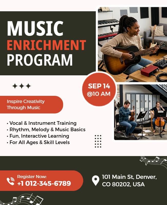 Music Enrichment Program Promotional Flyer Template