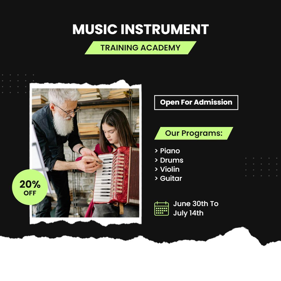 Music Instrument Training Academy Instagram Flyer Template