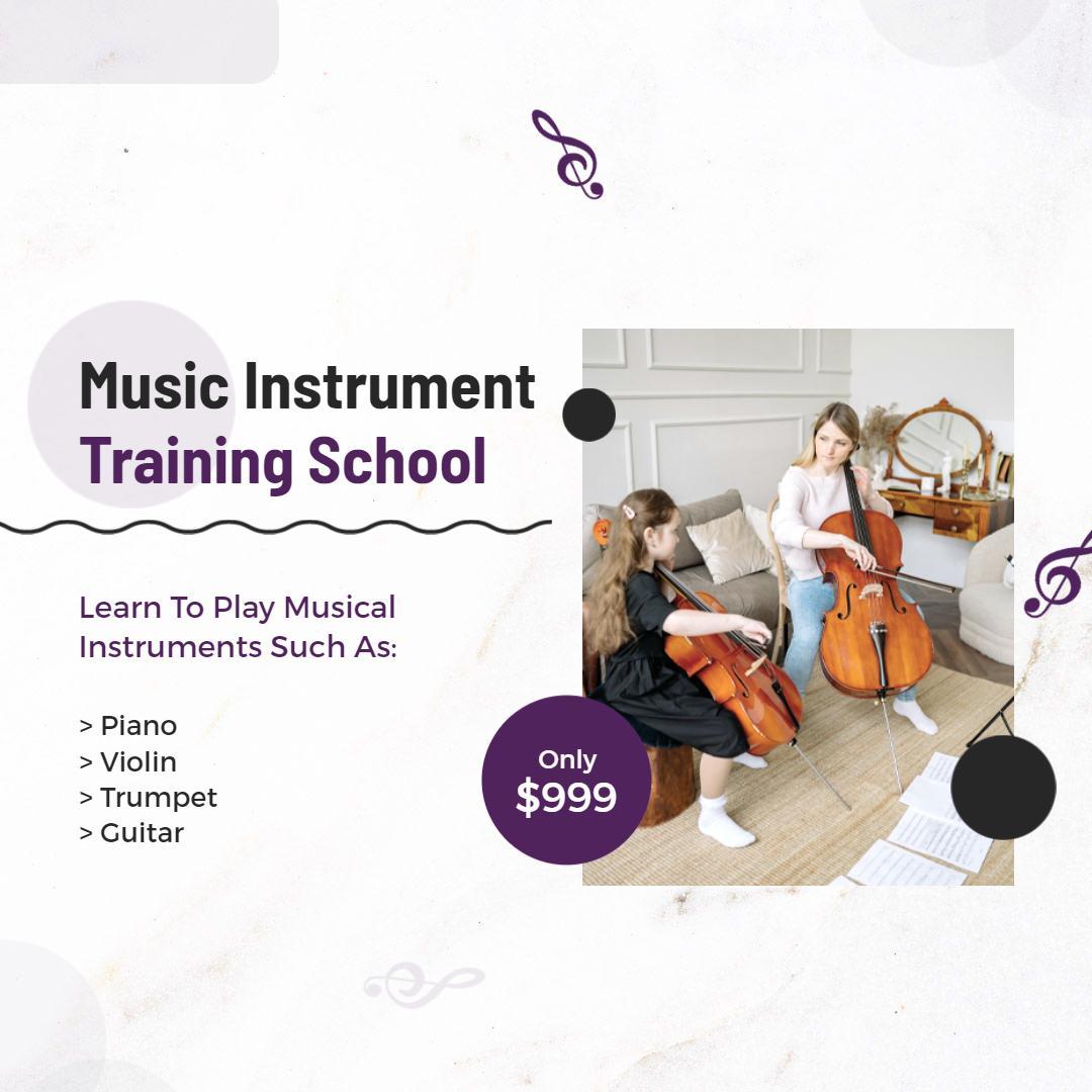 Music Instrument Training School Promotional Instagram Flyer Template