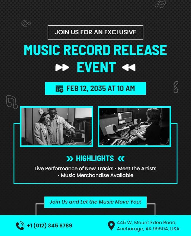 Music Record Release Event Announcement Flyer Template