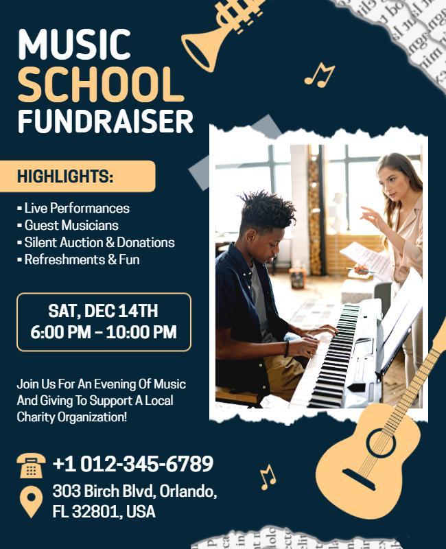 Music School Fundraiser Event Flyer Template