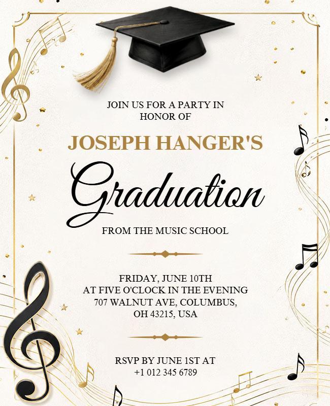 Music School Graduation Celebration Invitation Flyer Template
