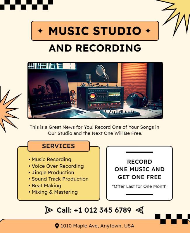 Music Studio and Recording Services Flyer Template