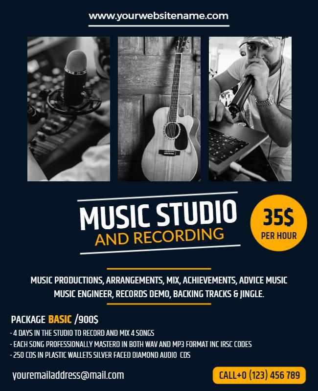 Music Studio Recording Service Promotion Flyer Template