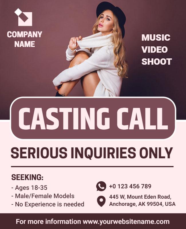 Music Video Casting Call Flyer Template