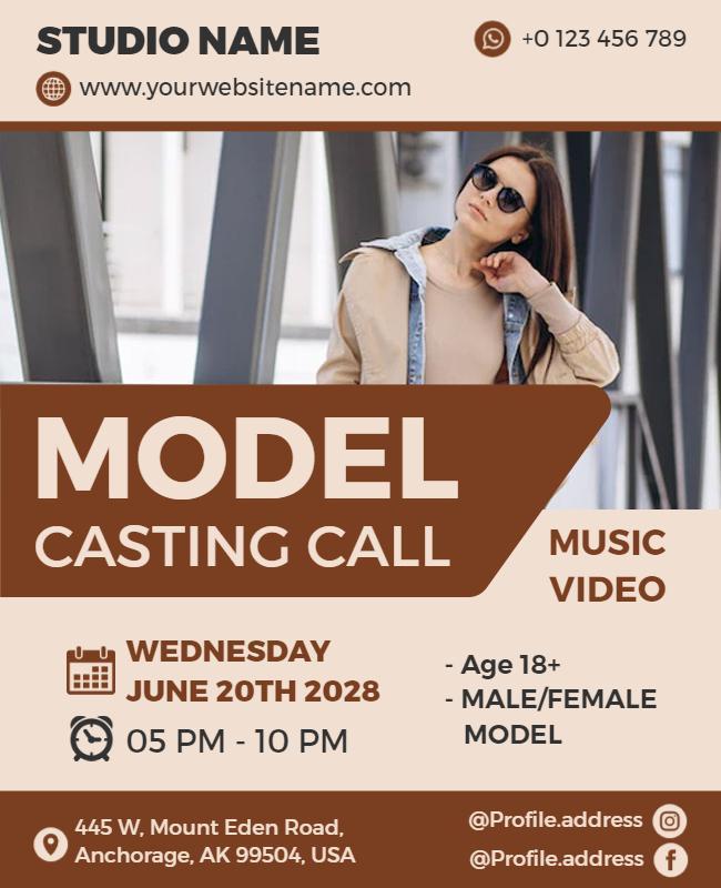 Music Video Model Casting Call Flyer Template