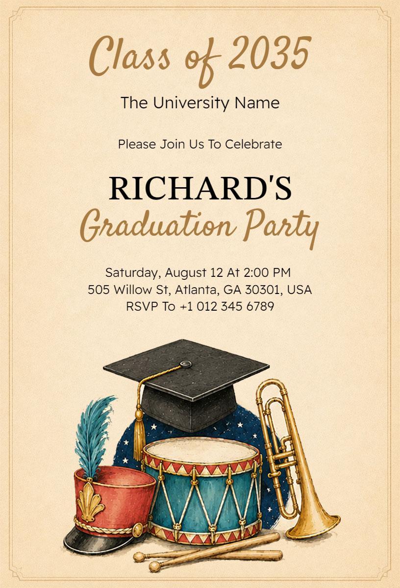 Musical Celebration Graduation Party Invitation Template