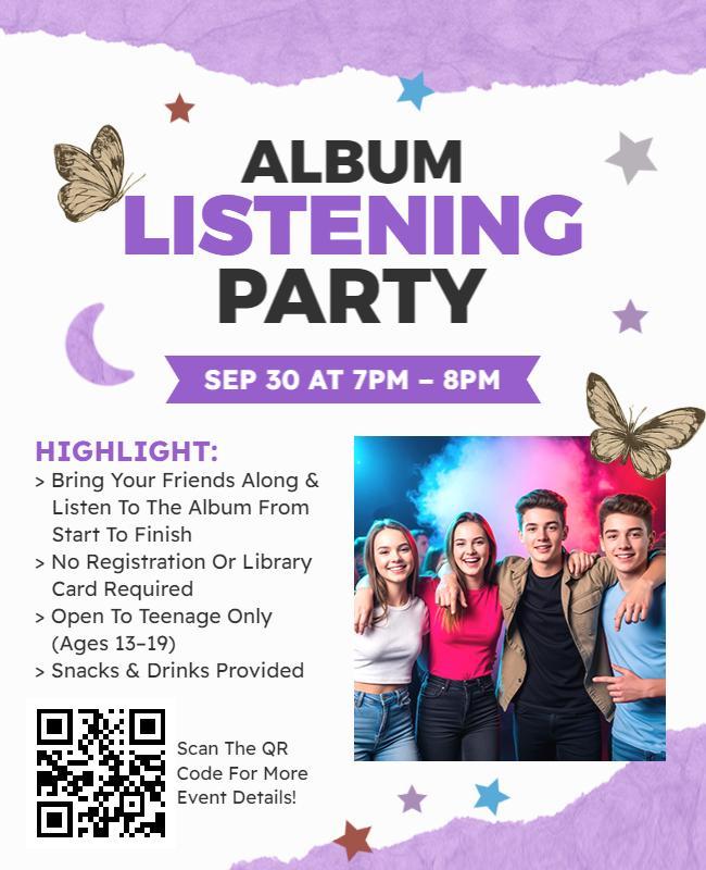 Musical Evening Album Listening Party Flyer Template