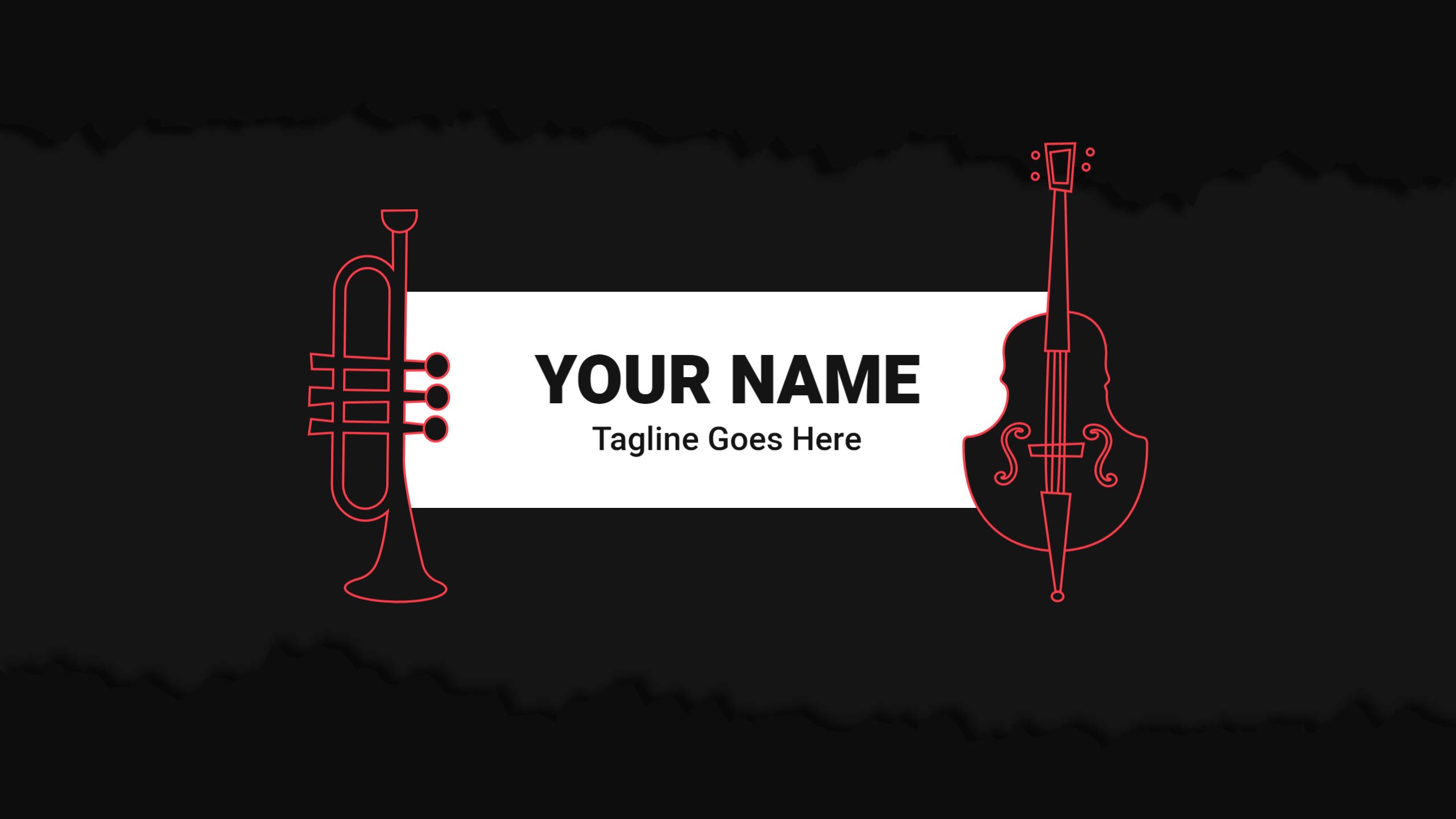 Musical Instruments on Black Background YouTube Banner Template