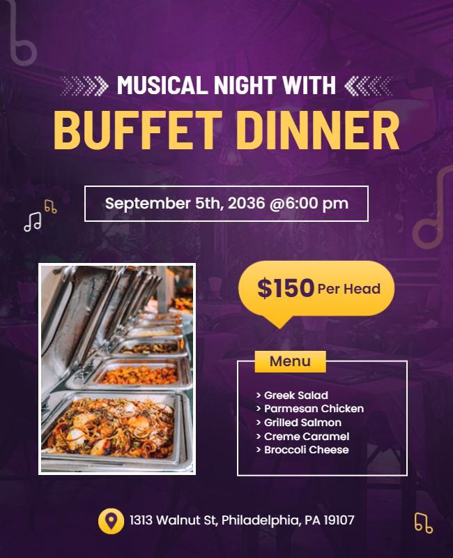 Musical Night Buffet Dinner Invitation Flyer Template