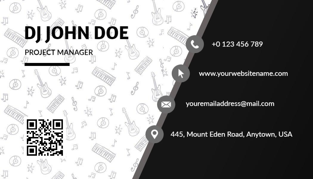 Musical Notes and Instruments Theme DJ Business Card Template
