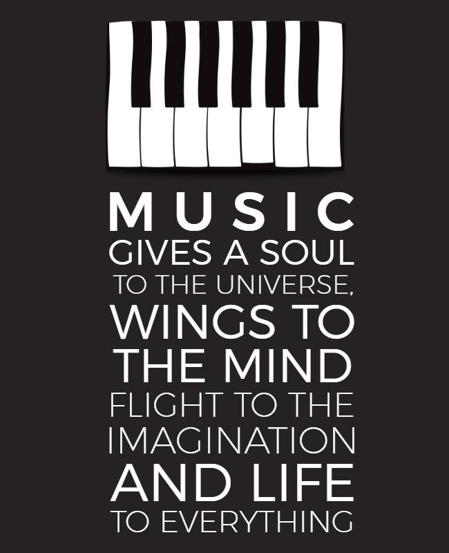 Musical Piano Inspired Black Background Quote Poster Template