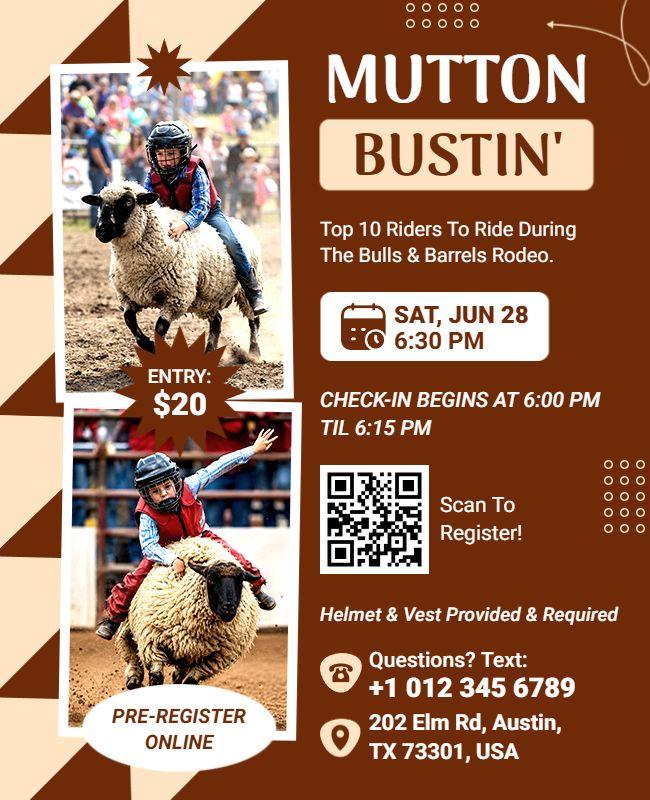 Mutton Busting Rodeo Event Flyer Template