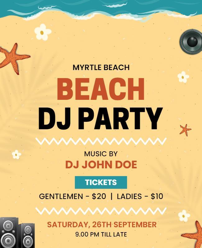 Myrtle Beach Dj Party Event Flyer Template