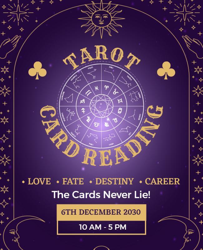 Mystical Purple Tarot Card Reading Event Poster Template