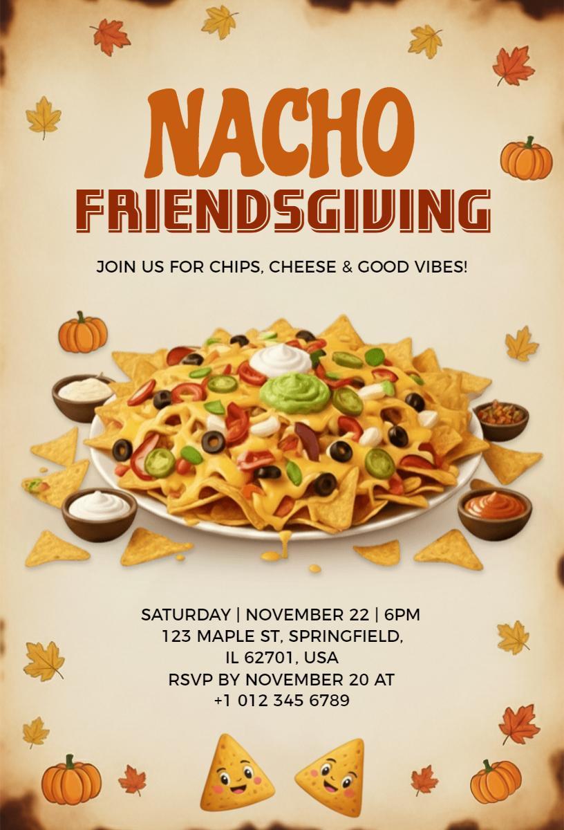 Nacho Cheese Friendsgiving Feast Celebration Invitation Template