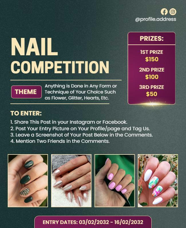 Nail Art Design Competition Announcement Flyer Template