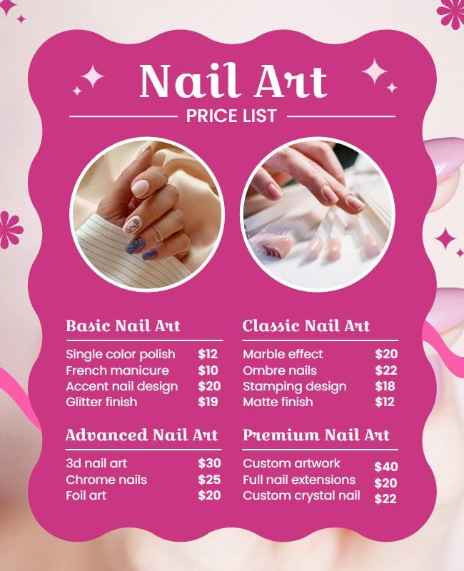 Nail Art Services Price List Flyer Template