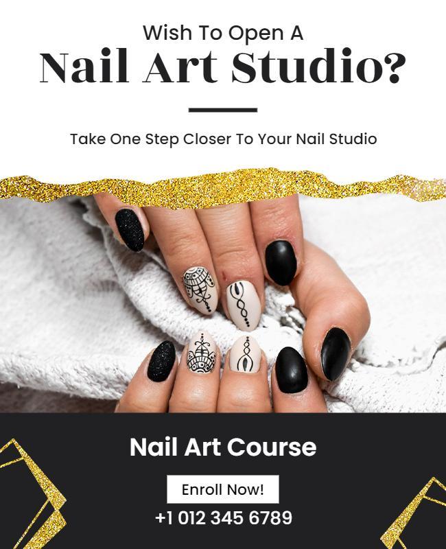 Nail Art Studio Course Enrollment Flyer Template