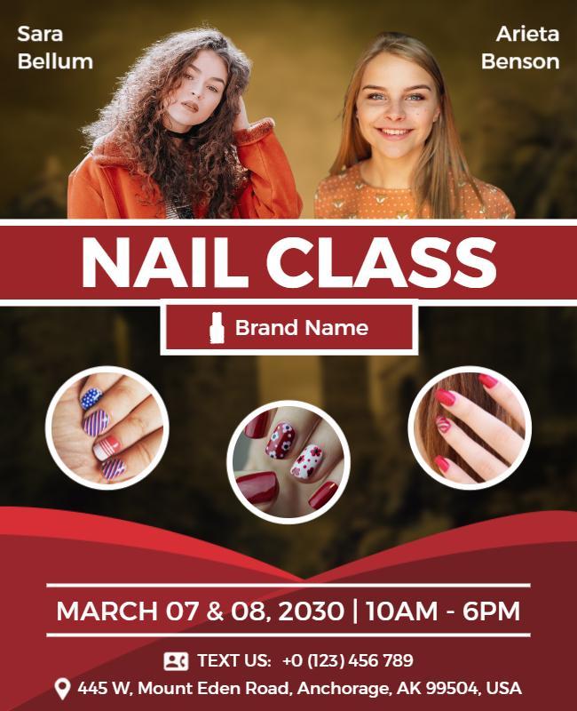 Bold Red Nail Art Class Workshop Flyer Template