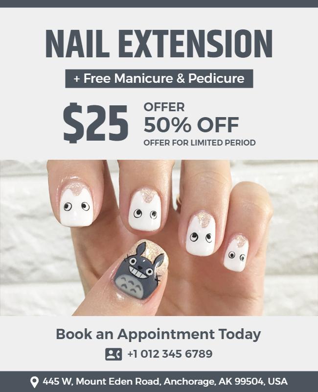 Nail Extension Promotion with Manicure Pedicure Flyer Template