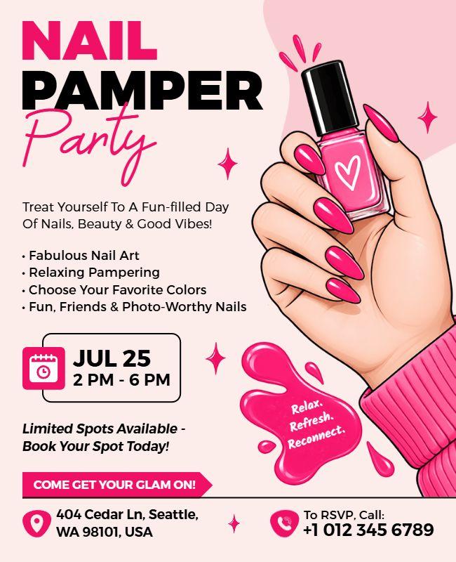 Nail Pamper Party Event Flyer Template