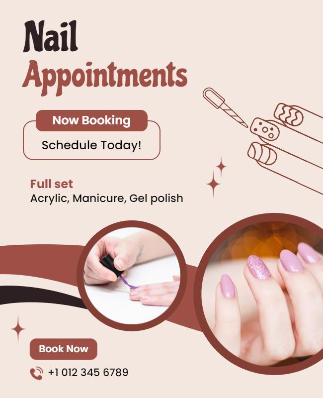 Chic Neutral Nail Appointment Booking Flyer Template