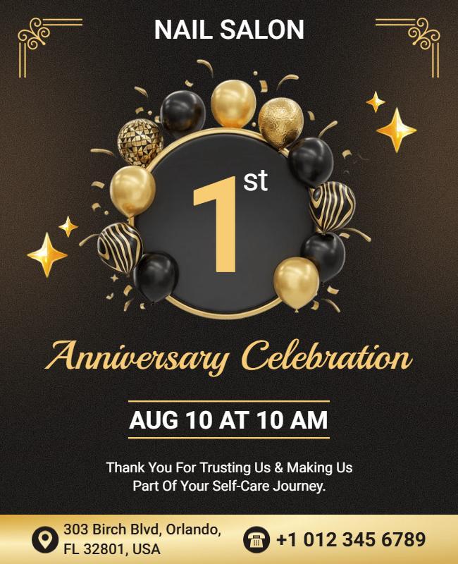 Nail Salon First Anniversary Celebration Poster Template
