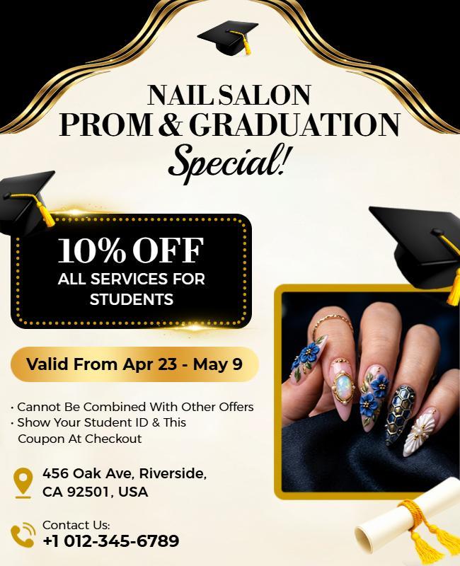 Nail Salon Prom and Graduation Discount Flyer Template