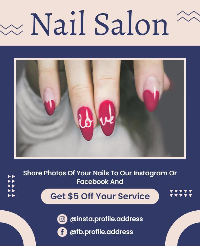 Nail Salon Promotion and Social Media Engagement Flyer Template