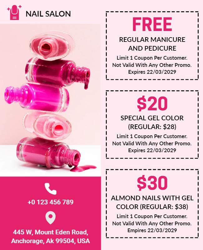 Nail Salon Special Offer Services Flyer Template