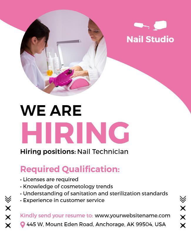 Nail Technician Hiring Announcement Flyer Template