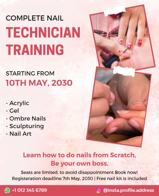 Nail Technician Training Course Flyer Template