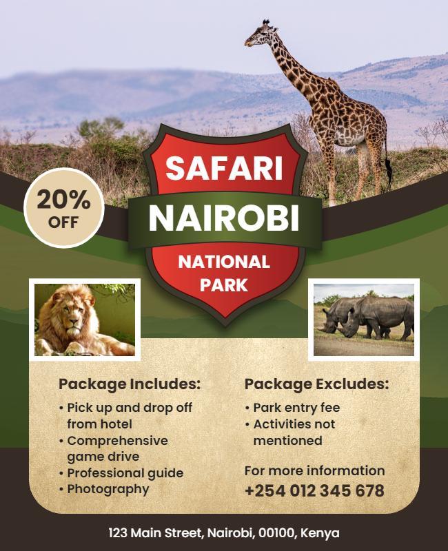 Nairobi National Park Safari Flyer Template