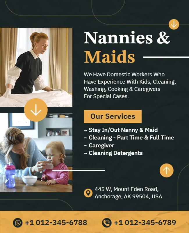 Nanny and Maid Services Promotional Flyer Template