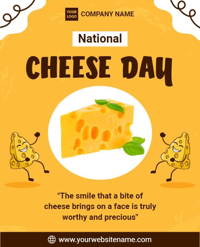 Fun Festive Cheese Day Celebration with Cartoon Characters Flyer Template