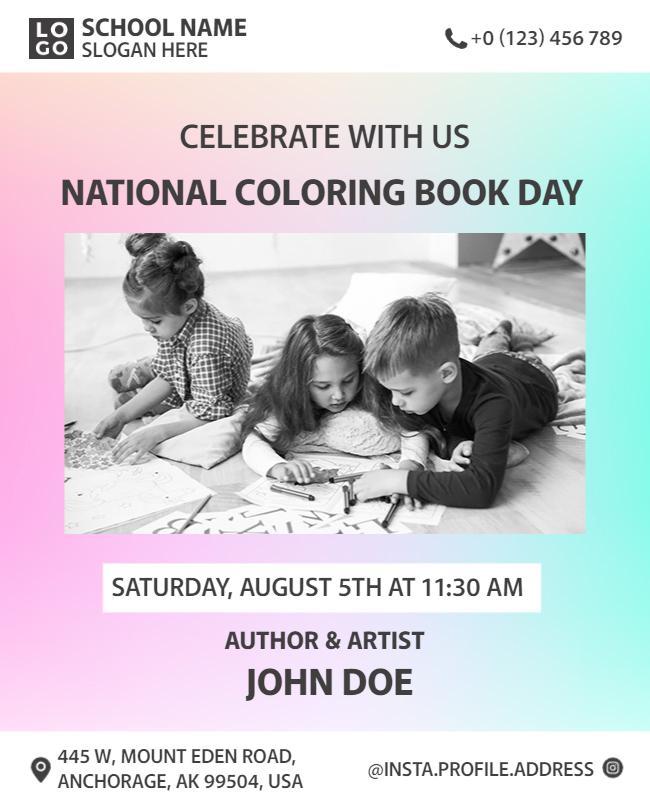 National Coloring Book Day Event Flyer Template