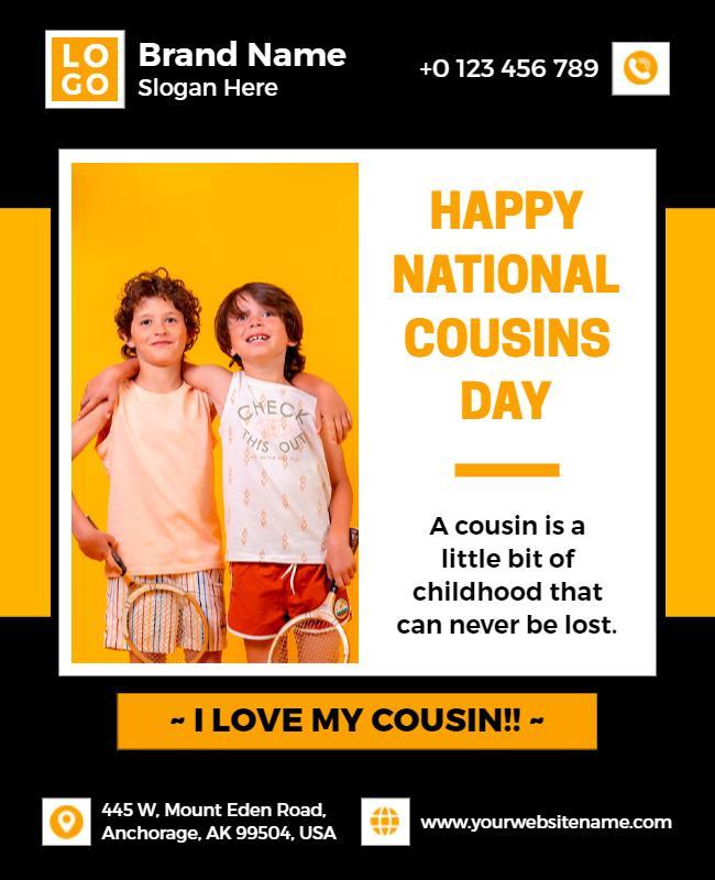 Cheerful Yellow National Cousins Day Celebration Flyer Template