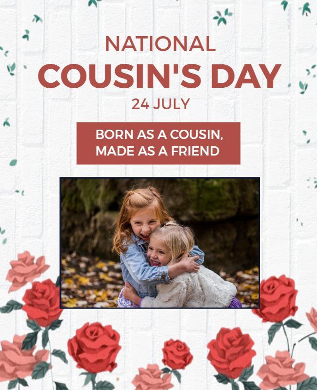 Floral Theme National Cousin's Day Celebration Flyer Template