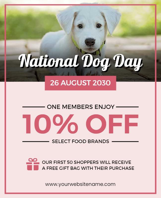 National Dog Day Celebration Discount Flyer Template